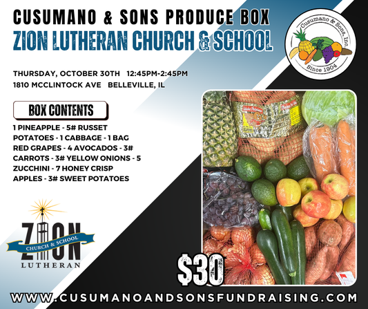 BELLEVILLE-Zion Lutheran Church & School Produce Box Fundraiser 10/30/25 Pick-Up