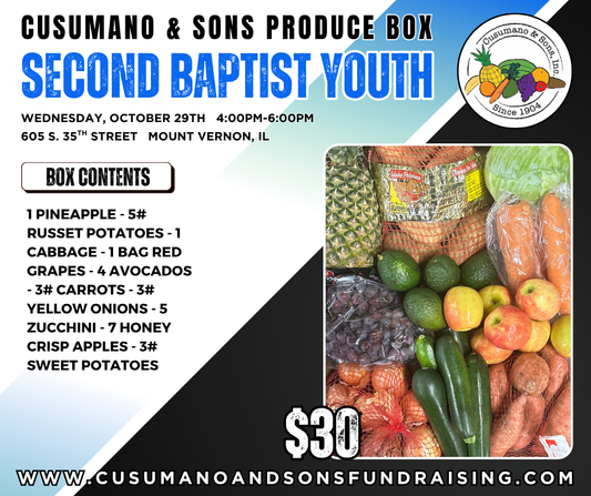 MOUNT VERNON-Second Baptist Youth Produce Box Fundraiser 10/29/25 Pick-Up