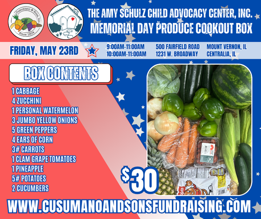 MT. VERNON & CENTRALIA-THE AMY SCHULZ CHILD ADVOCACY CENTER MEMORIAL DAY COOKOUT BOX