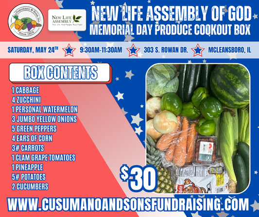 MCLEANSBORO-NEW LIFE ASSEMBLY OF GOD MEMORIAL DAY COOKOUT BOX